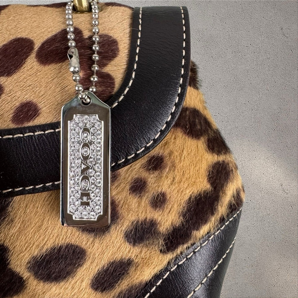 Vtg Y2K Coach Limited Edition Soho Madison Ocelot Calf Hair Top Handle Bag - Picture 3 of 13